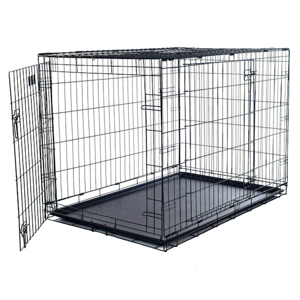 Pet Adobe Double Door Folding Metal Crate 42-Inch with Divider